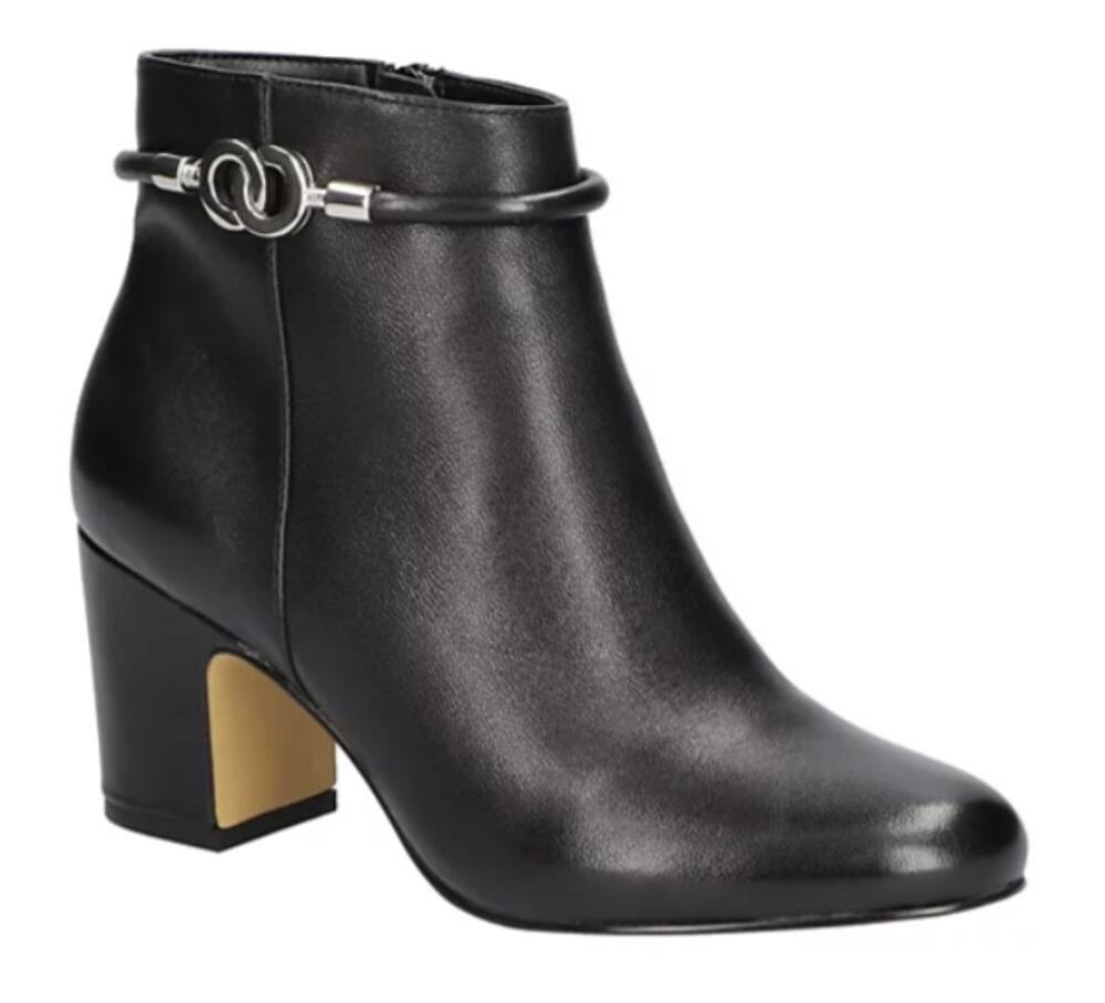 BELLA VITA WOMENS DIAZ LEATHER CLASSIC DRESS BOOTIE BLACK LEATHER 9M NEW